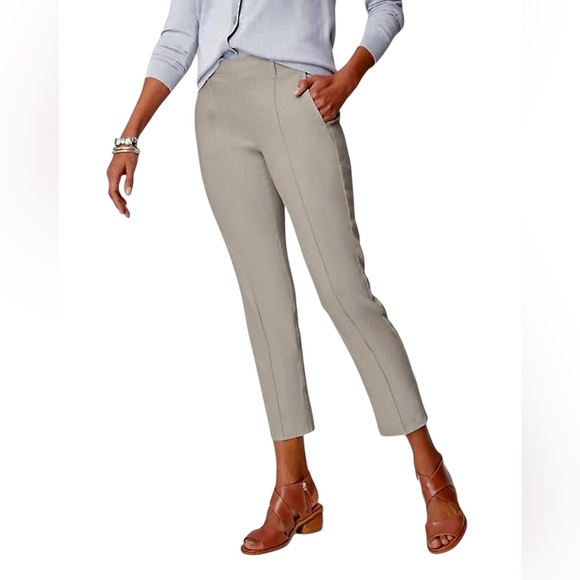 J. Jill | Pintucked Linen-Stretch Slim Leg Pants - Picture 1 of 12